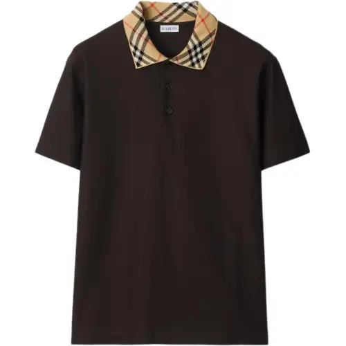 Burberry Check collar cotton polo shirt