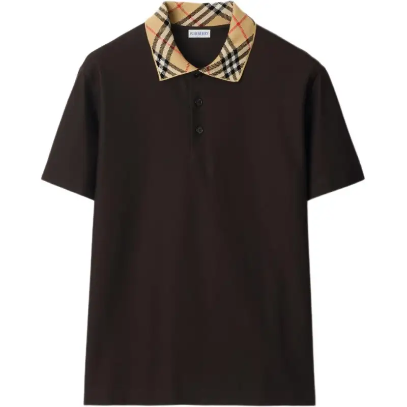 Burberry Check collar cotton polo shirt