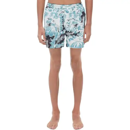 Bottega Veneta Printed Nylon Swim Shorts Beach Shorts Men's Turquoise