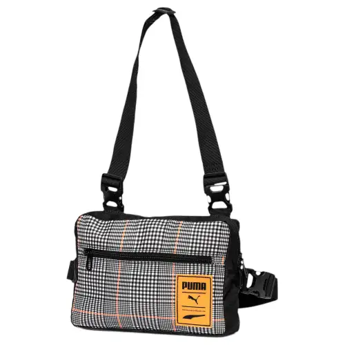 PUMA Fabric Shoulder Bag Unisex Black Bright Orange