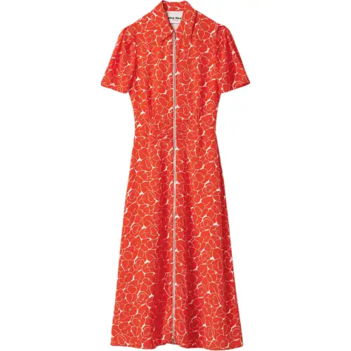 MIU MIU Short Sleeved Dress Women's Orange