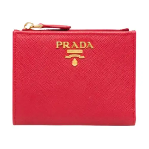 PRADA Saffiano Leather Wallet Small Women's Red