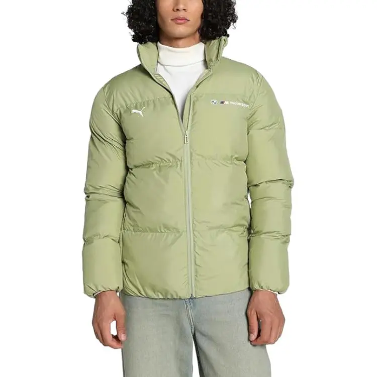 PUMA BMW Jackets Men's Light Green Stand Collar Moderate Straight Fit