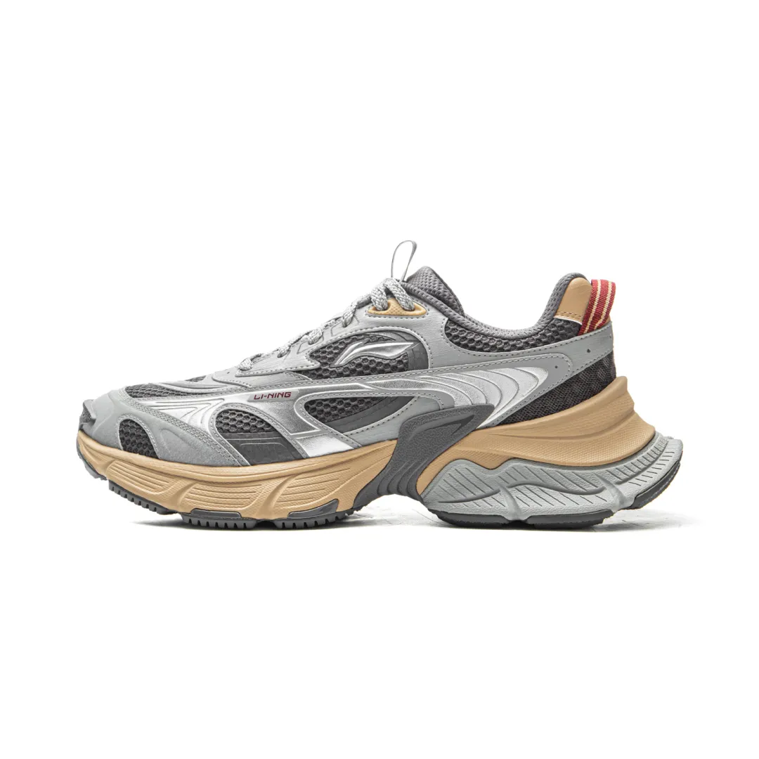 Li Ning Xingji Cushioning Abrasion Resistant Breathable Low top Chunky Sneakers Men's Gray