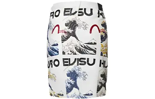 EVISU Short fitted denim skirt, high waist