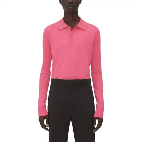 Bottega Veneta Polo Shirts Men's Pink Polo Collar Moderate Straight Fit