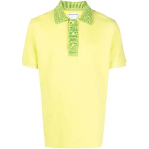 Bottega Veneta Polo Shirts Men's Yellow Polo Collar Moderate Straight Fit