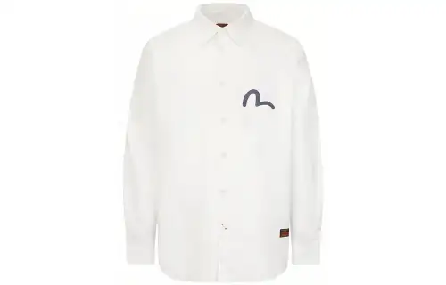 EVISU Shirts Men's White Lapel Moderate Shirt