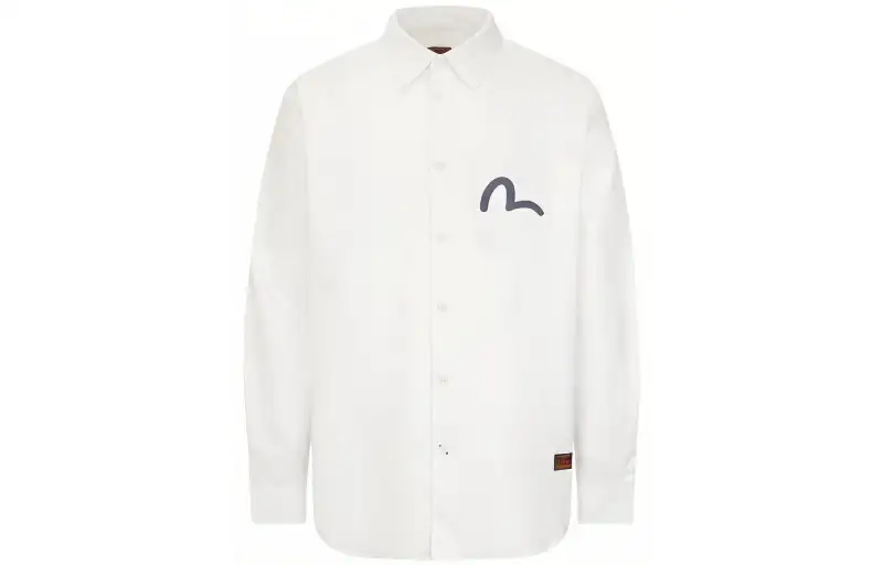 EVISU Shirts Men's White Lapel Moderate Shirt