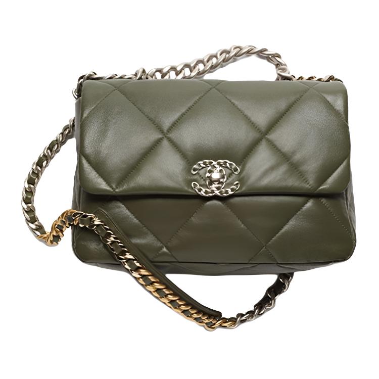 CHANEL 22K Fall Winter 19Bag Lambskin Shoulder Bag, Crossbody Bag Large Women's Olive Green