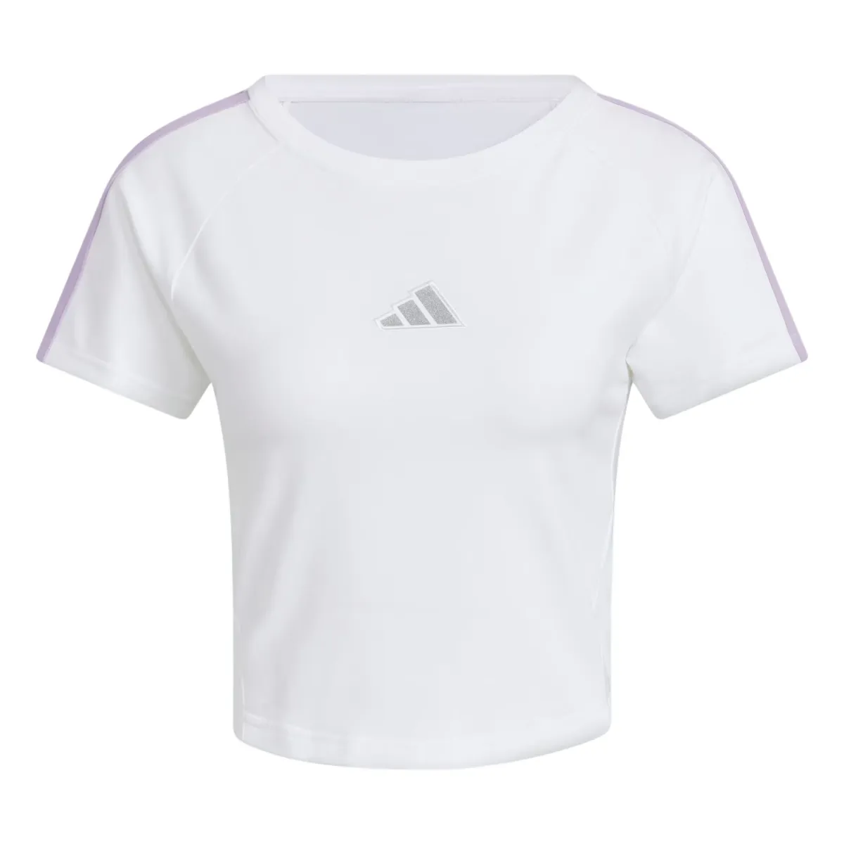 Adidas T-Shirts Women's White/Powder Plum Purple Crew Neck Moderate