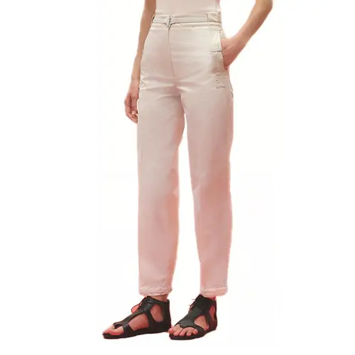 HERMES Casual Pants Women's Ecru Moderate Straight Fit Pants