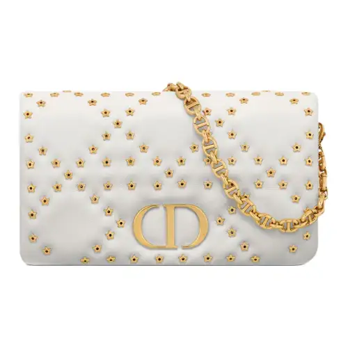 DIOR Caro Cow Leather Handheld Crossbody Bag, Shoulder Bag Women's Milk White