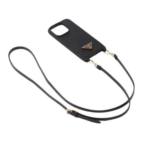 PRADA Saffiano Leather IPhone 14 Protective Cover Bag Accessory Women's Black