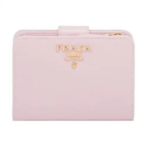 PRADA Saffiano Leather Wallet Women's Snowflake Milk White