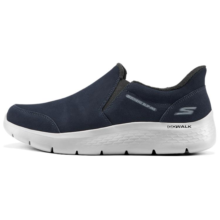 Skechers Go Walk Fle Cow Split Leather Lightweight Thermal Casual Shoes Men’s Blue