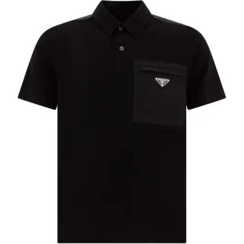 PRADA Polo Shirts Men's Black Lapel Moderate Other