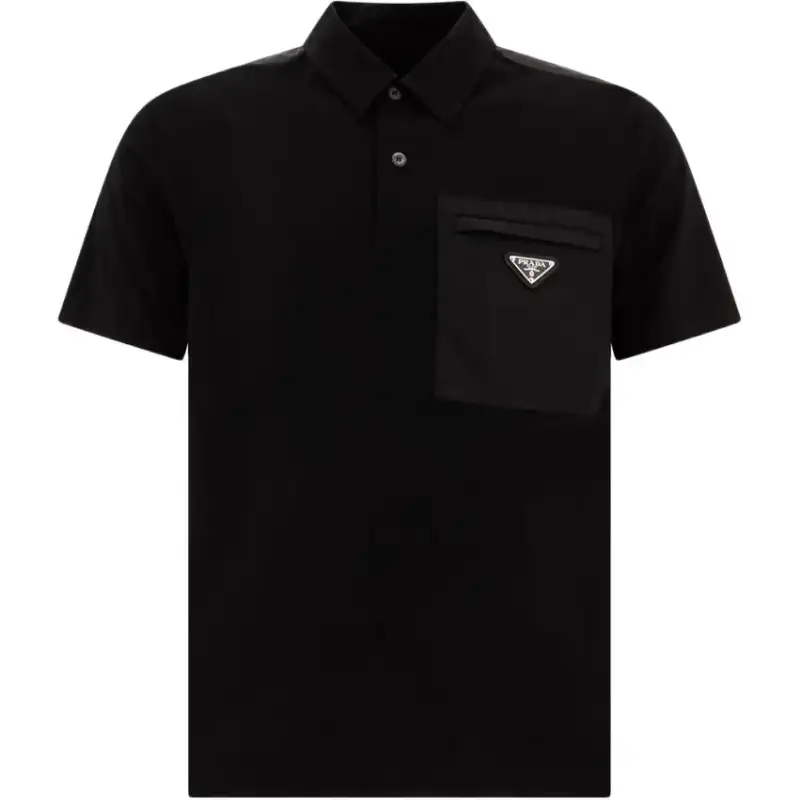 PRADA Polo Shirts Men's Black Lapel Moderate Other