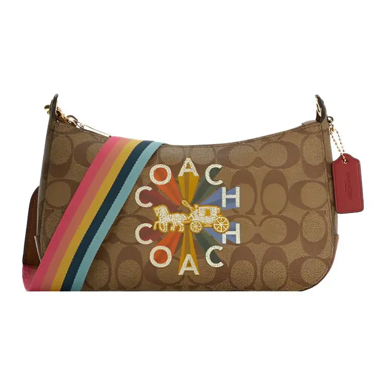 COACH Jes Canvas With Leather Crossbody Bags Women's Khaki