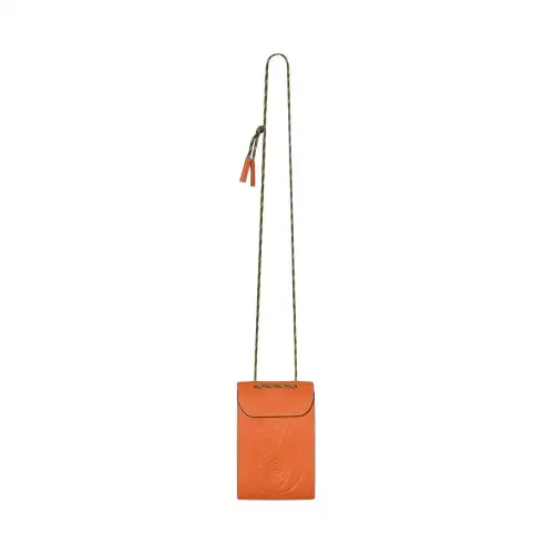 LOEWE Calfskin Necklace Pouch Coin Purse Men's Orange
