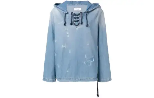 SAINT LAURENT Sweatshirts Women's Blue Hooded Moderate Regular