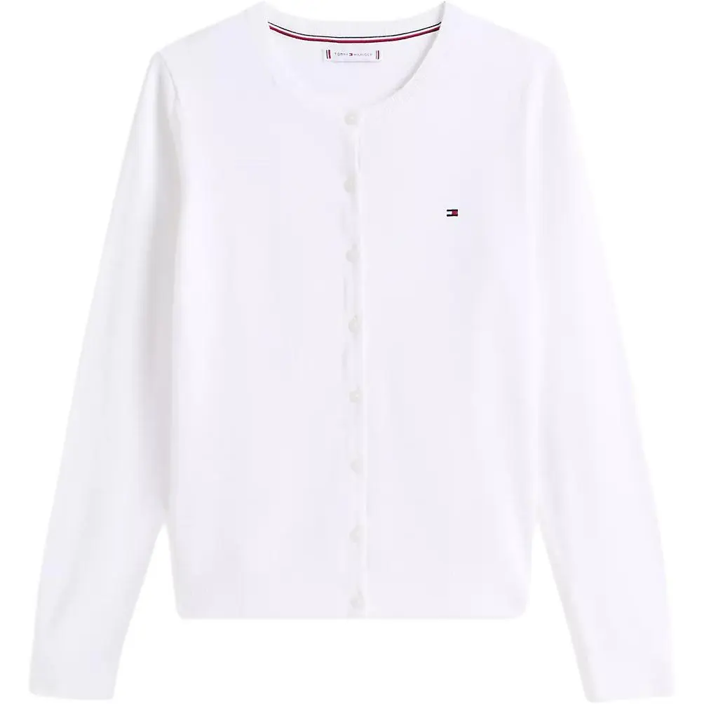 Tommy Hilfiger Sweaters Women's White Crew Neck Moderate Cardigan