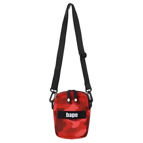 A BATHING APE Print One Shoulder Backpack Crossbody Bag Small Unisex Red
