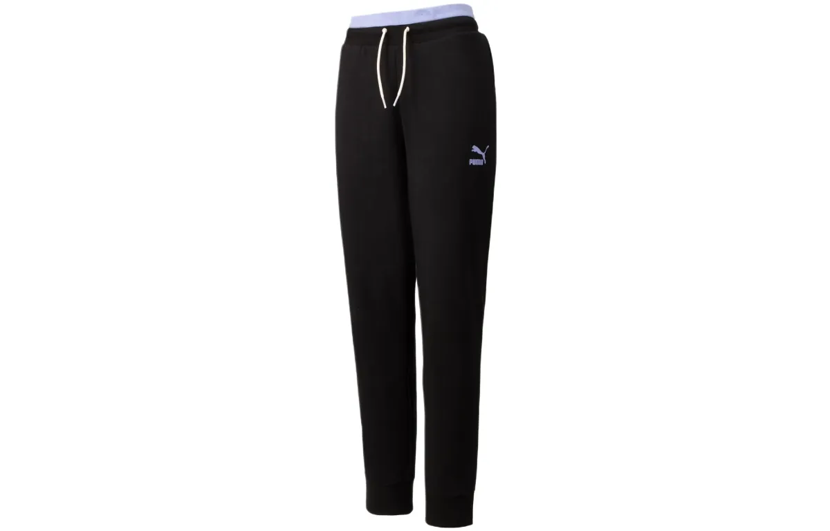 PUMA Knitted Sweatpants Women's Black Moderate Cuffed Pants