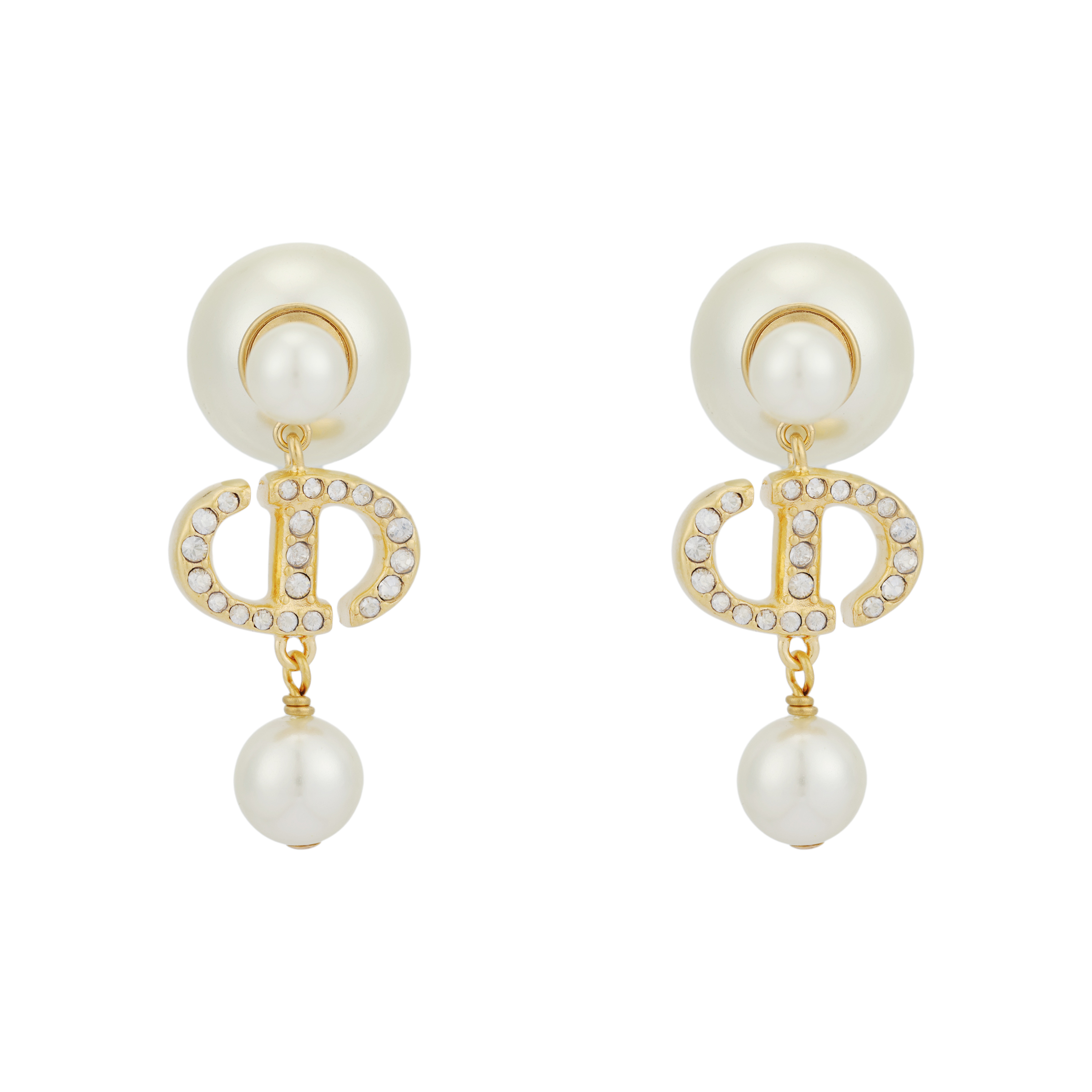 DIOR Dior TRIBALES Pearl Star Rhinestone Resin Crystal, Metal Earrings Women's