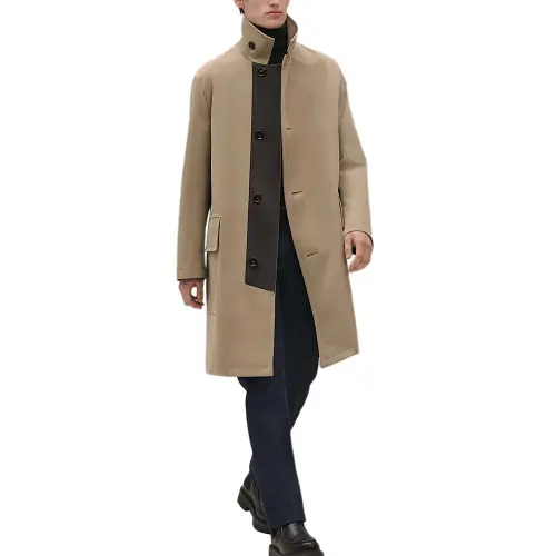 HERMES Trench Coats Men's Desert Turtleneck Moderate