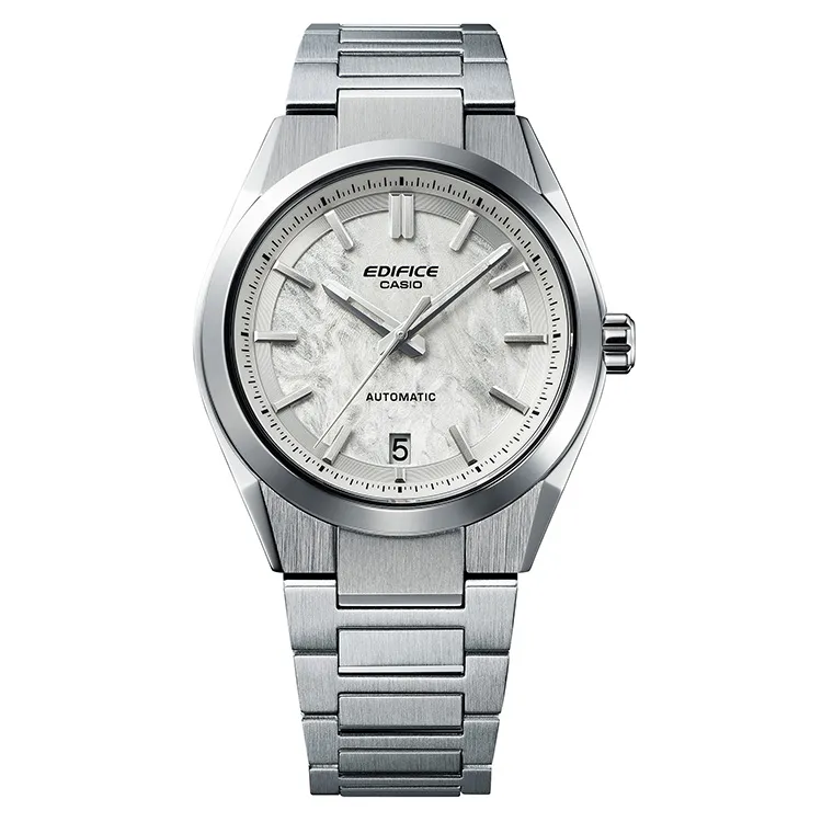 CASIO EDIFICE Carbon Fiber Mechanical Movement Stainless Steel Strap Watch Men's Watches White Dial