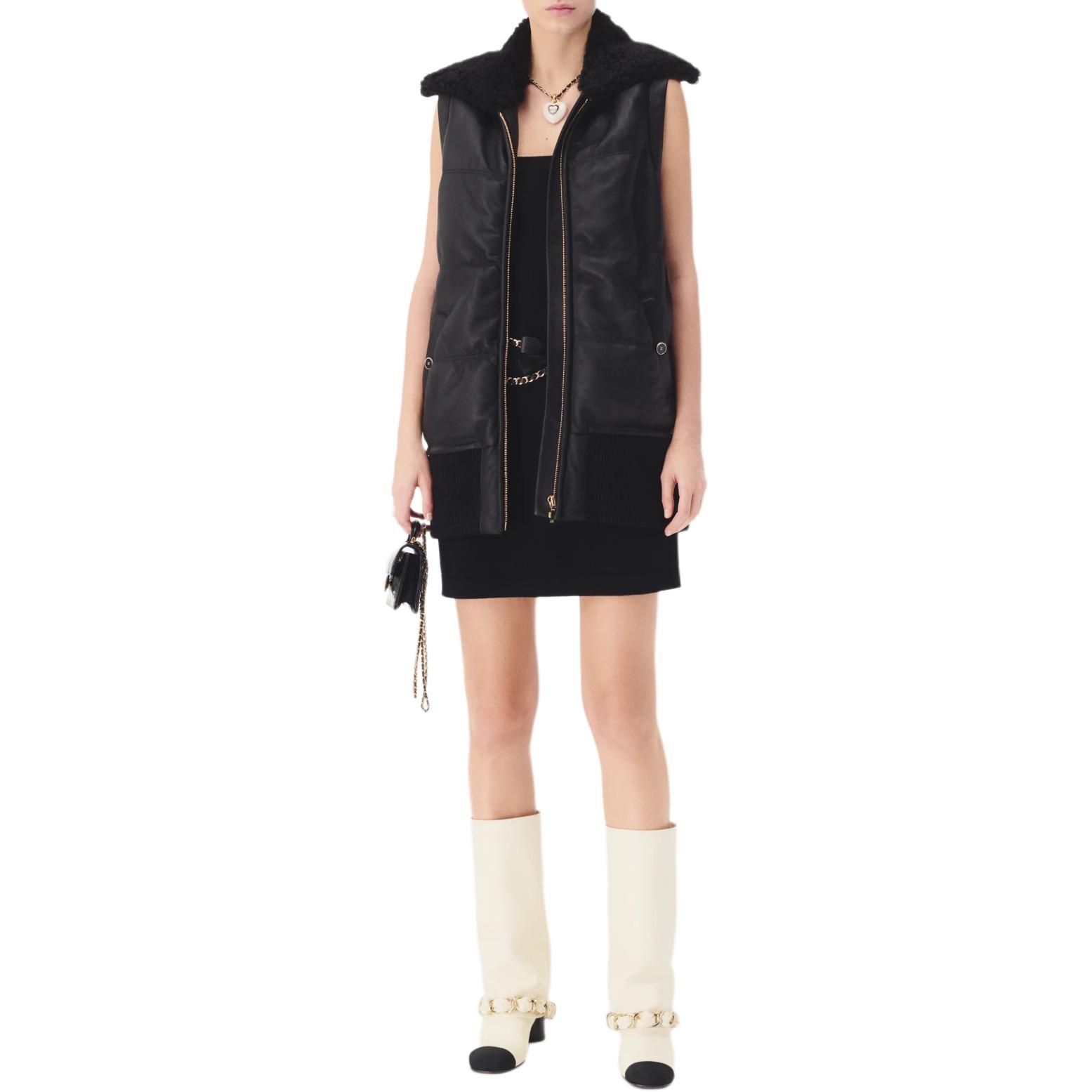 CHANEL Vests Women's Black Lapel Moderate Other