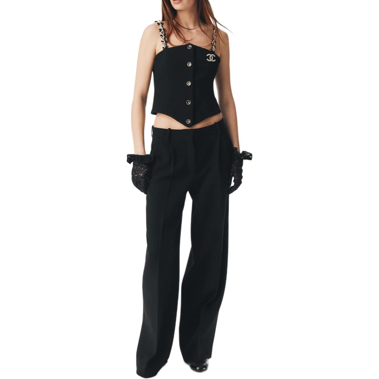 CHANEL Camisoles Women's Black Moderate Straight Fit