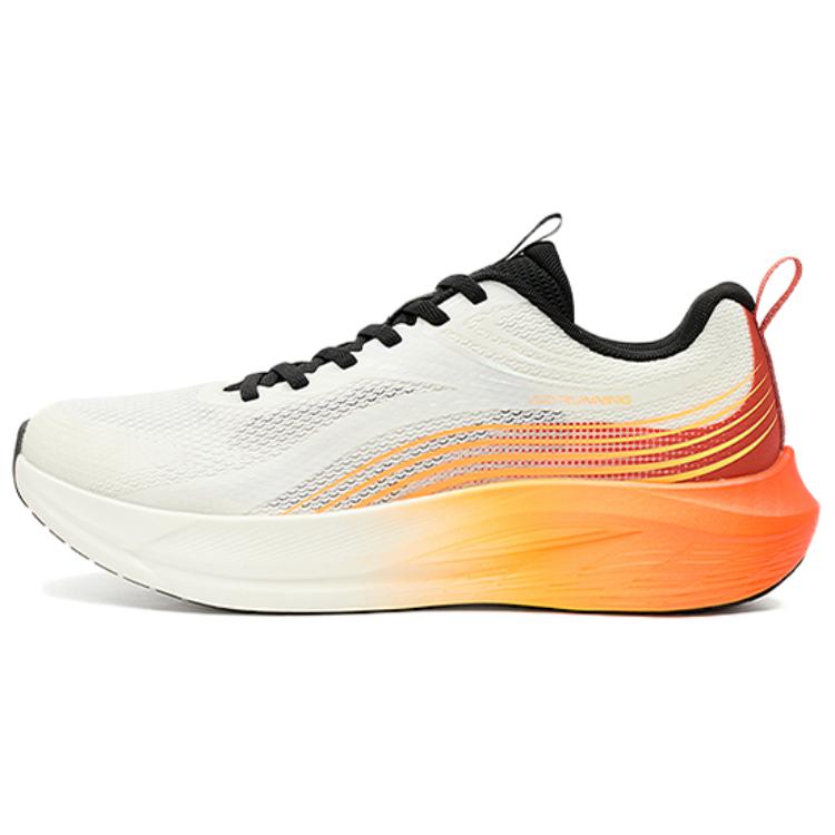 QIAODAN Cushioning Breathable Lightweight Low top Casual Running Shoes Men’s Ivory White Lively Orange
