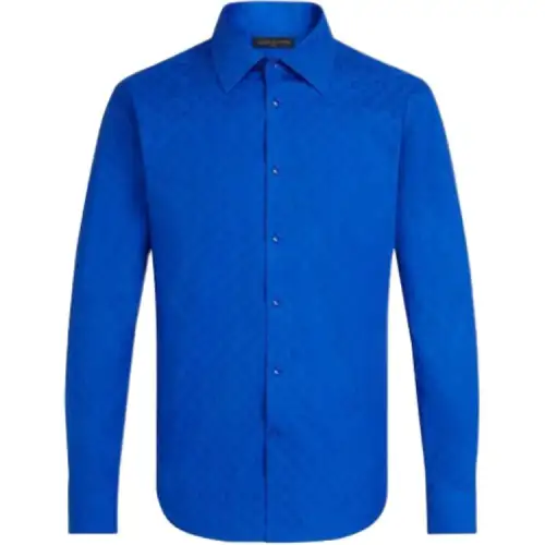 LOUIS VUITTON New Quarterly Products Of LV Shirts Men's Blue Pointed Collar Moderate Shirt