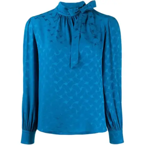 SAINT LAURENT Shirts Women's Blue Stand Collar Moderate Other