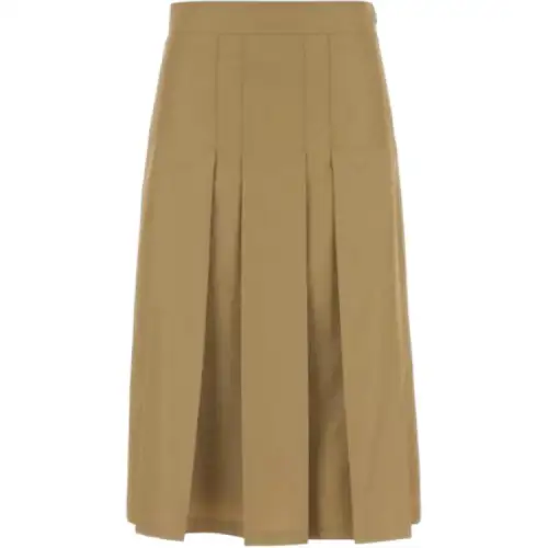 Prada box-pleat kick-pleat midi skirt
