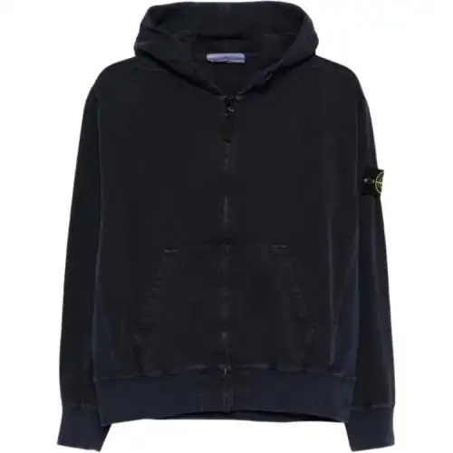 STONE ISLAND Oversized Fit Hooded Zip Up Sweatshirt