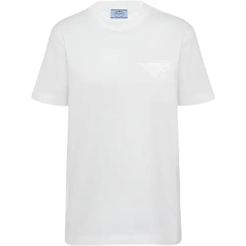 PRADA T Shirts Women's White Crew Neck Moderate Straight Fit