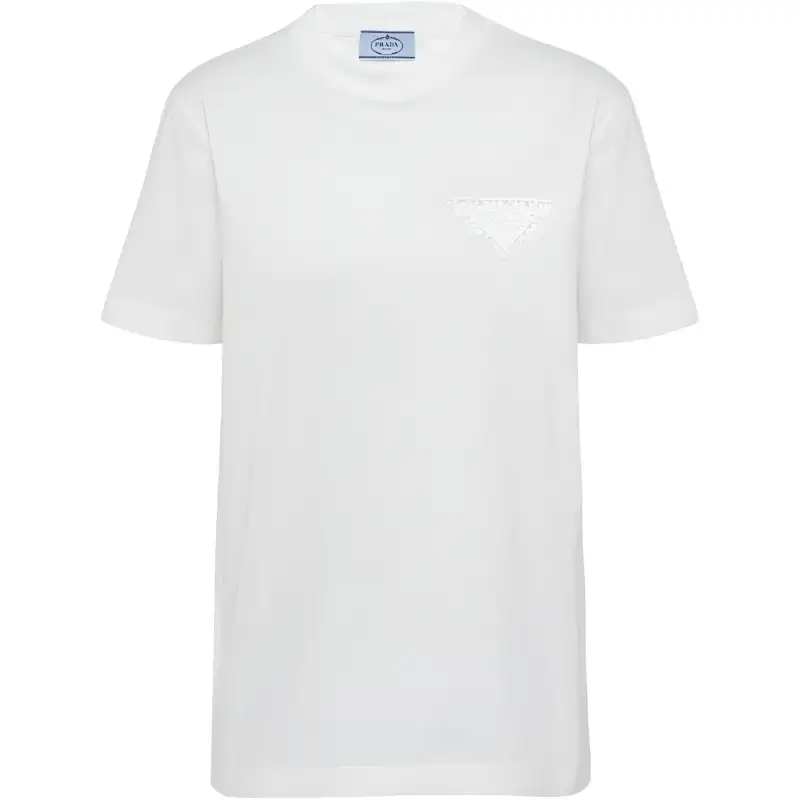 PRADA T Shirts Women's White Crew Neck Moderate Straight Fit