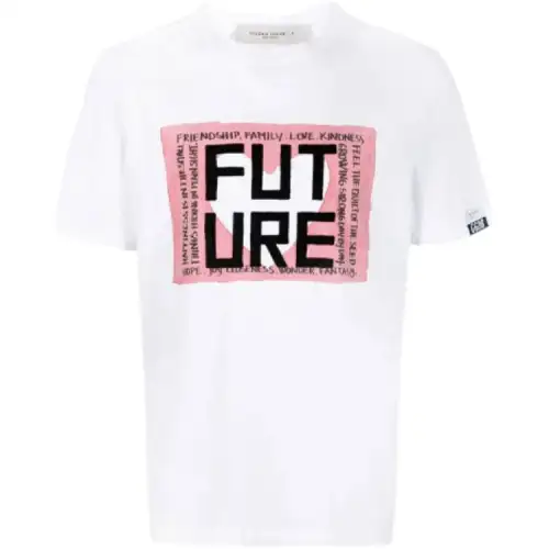 Golden Goose T Shirts Men's White Crew Neck Moderate Straight Fit