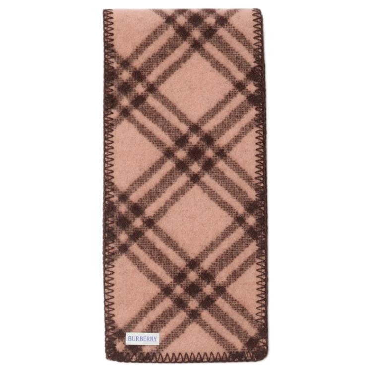 Женский шарф Burberry с вышивкой (коричневый) — фото 2