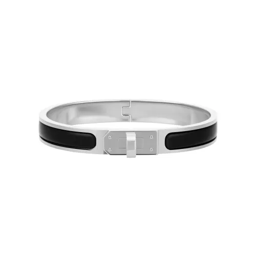 HERMES Mini Clic Kelly Enamel Metal, Palladium Plated Bangles Women's Silver