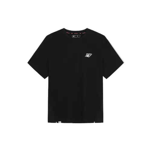 New Balance T Shirts Men's Black Crew Neck Moderate