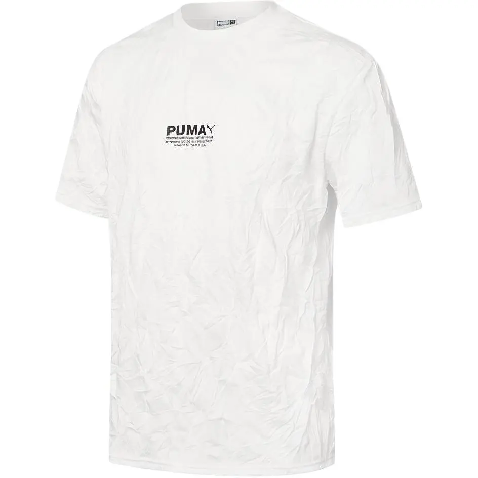 PUMA T-Shirts Men's White Crew Neck Moderate Straight Fit