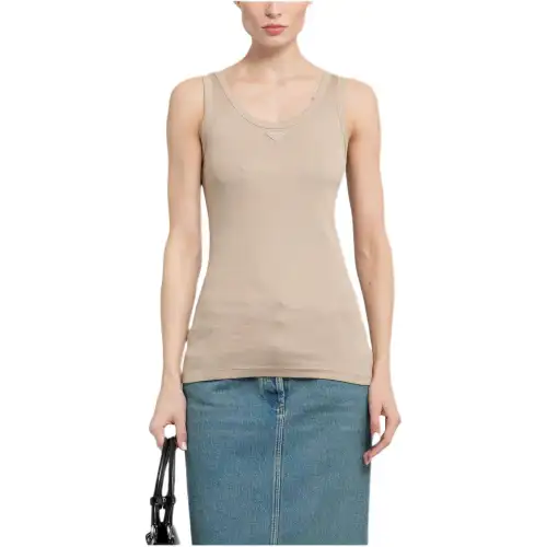 Prada triangle-logo ribbed tank top