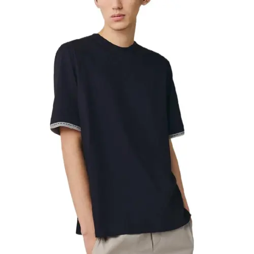 HERMES T Shirts Men's Black Crew Neck Moderate Straight Fit