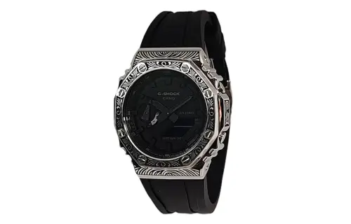 Casio, modified quartz silicone watch strap stainless steel, men's watch, black dial, custom-made, quartz mechanism, Japanese and Korean
