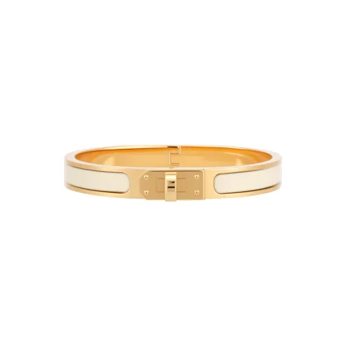HERMES Mini Clic Kelly Enamel Gold Plated Bangles Women's Gold