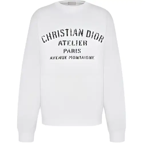 DIOR Quarterly New Products Sweatshirts Men's White Crew Neck Moderate Regular